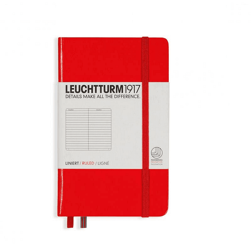 Notebook A6 Leuchtturm1917 Notebook Pocket Red, hard cover, Pure white